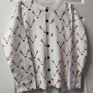 Reindeer Pattern Women's Sweater - White and Brown